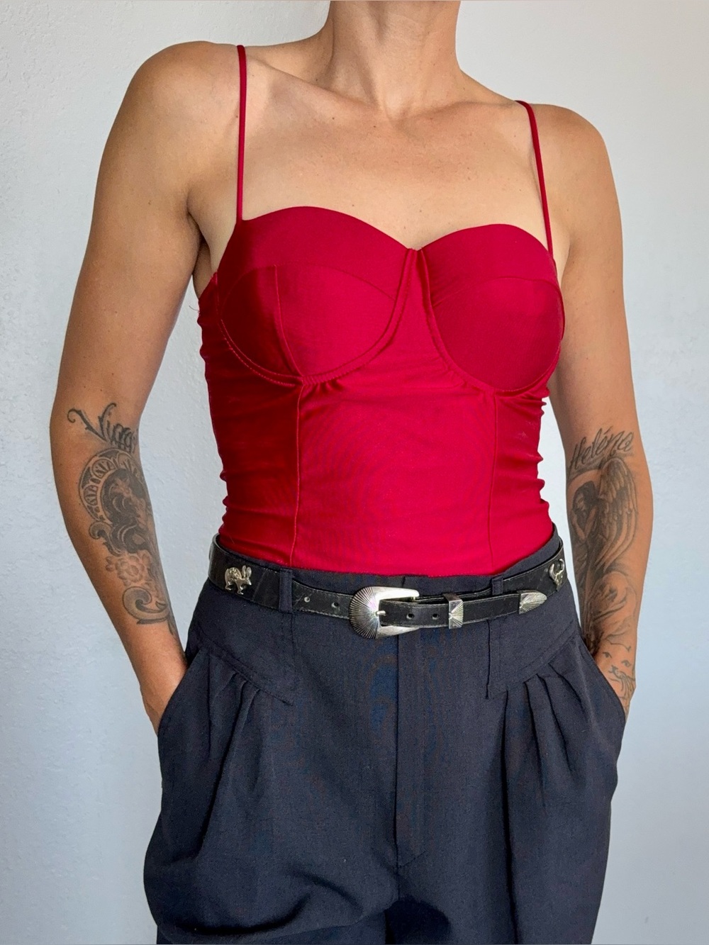 Haute Monde red bustier corset push up tank top • Sz M